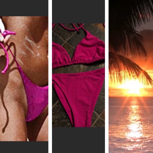 NWOT SEXY String Hot Dark Pink Bikini Sm - Picture 2 of 6